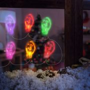   Karácsonyi világító ablakdísz izzó forma- gél ablakdekor 6 LED - 2 x AA