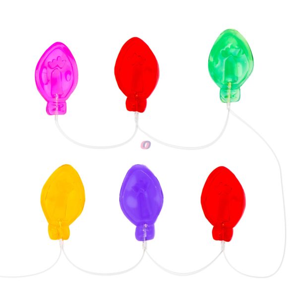 Karácsonyi világító ablakdísz izzó forma- gél ablakdekor 6 LED - 2 x AA