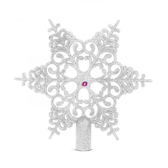 Karácsonyfa csúcsdísz hópehely alakú 20 x 20 cm ezüst