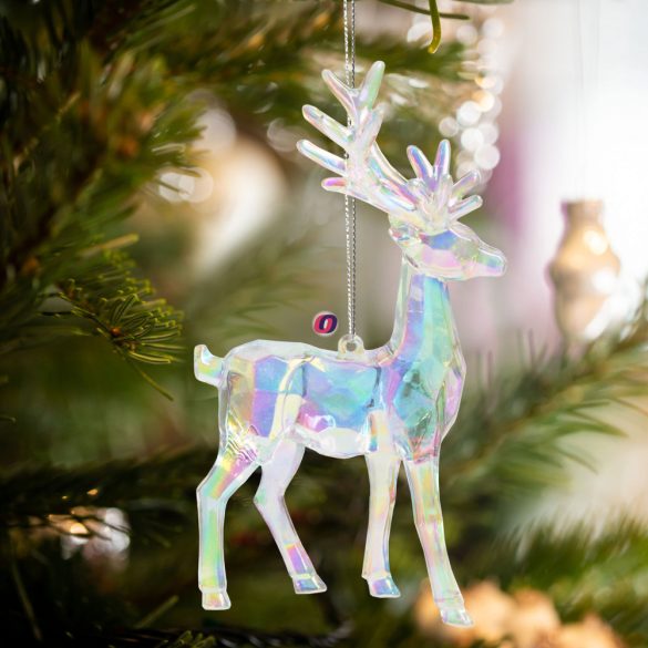 Karácsonyi dekor irizáló kristály rénszarvas 15 x 6 x 7,5 cm