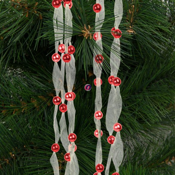 Karácsonyi organza girland 2,7 m 10 mm piros