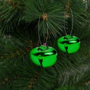   Karácsonyi bergő dísz akasztható, csilingelő fém, 20 mm zöld 9 db / csomag
