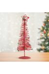 Karácsonyi, glitteres, fém karácsonyfa 28 cm piros