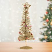 Karácsonyi, glitteres, fém karácsonyfa 28 cm arany