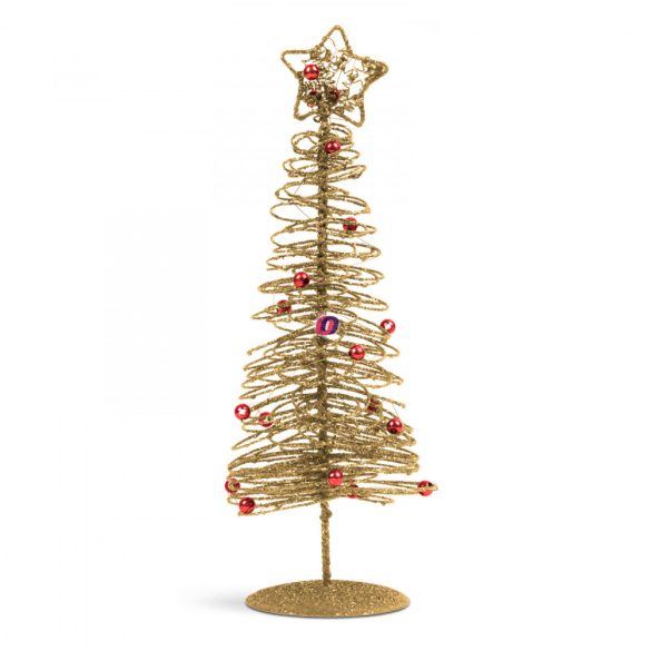 Karácsonyi, glitteres, fém karácsonyfa 28 cm arany
