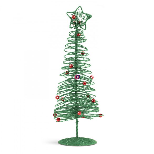 Karácsonyi, glitteres, fém karácsonyfa 28 cm zöld