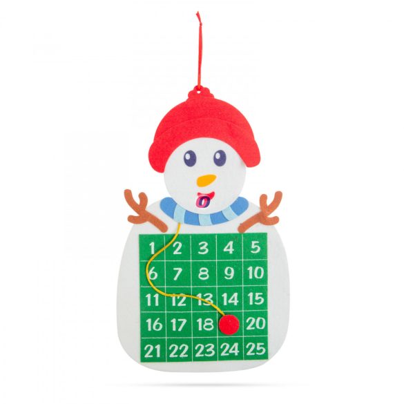 Karácsonyi adventi naptár Hóember tépőzáras jelölővel