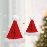 Karácsonyi dekor 3D, papír mikulássapka lampion