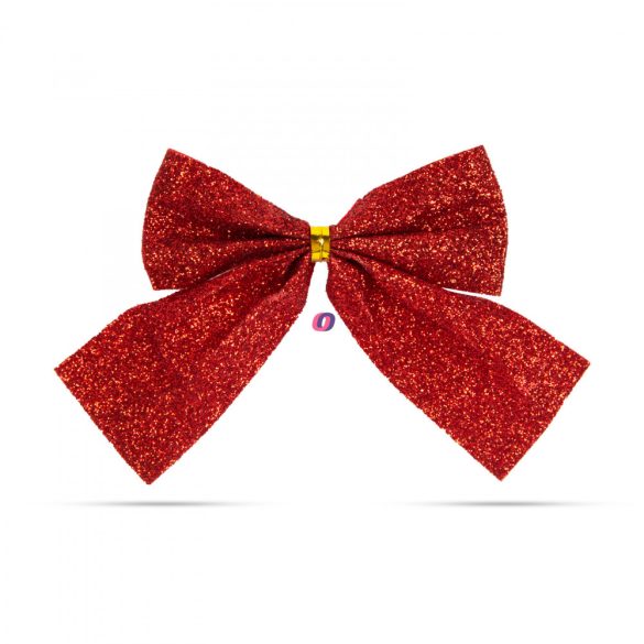 Karácsonyi dísz glitteres masni szett piros 12 db / csomag