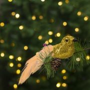   Karácsonyi dísz csipeszes glitteres madár arany 2 db / csomag