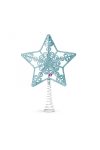 Karácsonyfa csúcsdísz csillag alakú 20 x 15 cm világoskék