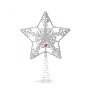 Karácsonyfa csúcsdísz csillag alakú 20 x 15 cm ezüst