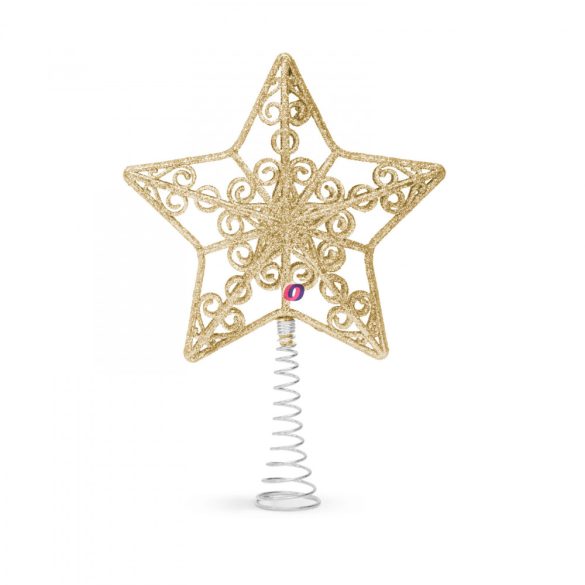 Karácsonyfa csúcsdísz csillag alakú 20 x 15 cm arany