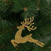   Karácsonyfadísz glitteres rénszarvas 12 cm piros/arany/ezüst 4 db / csomag