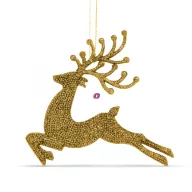   Karácsonyfadísz glitteres rénszarvas 12 cm piros/arany/ezüst 4 db / csomag