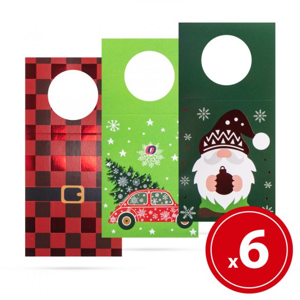 Karácsonyi italosüveg kártya 6 db / csomag