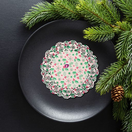 Karácsonyi, papír tányéralátét 26,5 cm 10 db / csomag