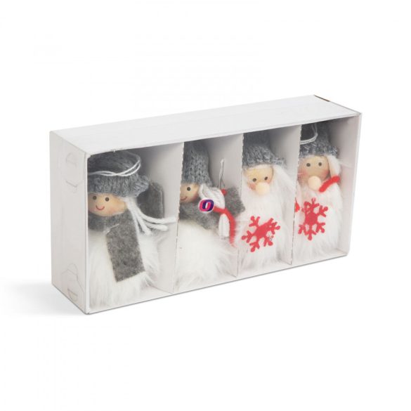 Karácsonyfadísz szőrme figurák 10 cm 4 db / csomag