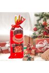 Karácsonyi italos üveg tartó szalaggal - rénszarvas - poliészter - 32 x 12,5 cm