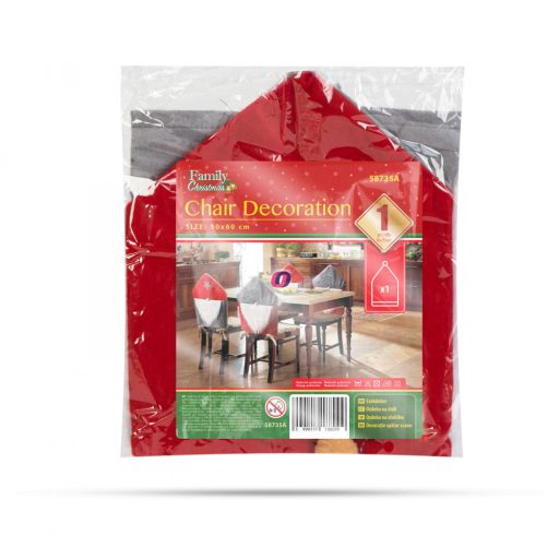 Karácsonyi székdekor skandináv manó 50 x 60 cm piros/szürke