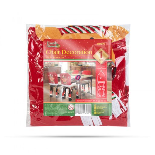 Karácsonyi székdekor szett Rénszarvas 50 x 60 cm piros/fehér