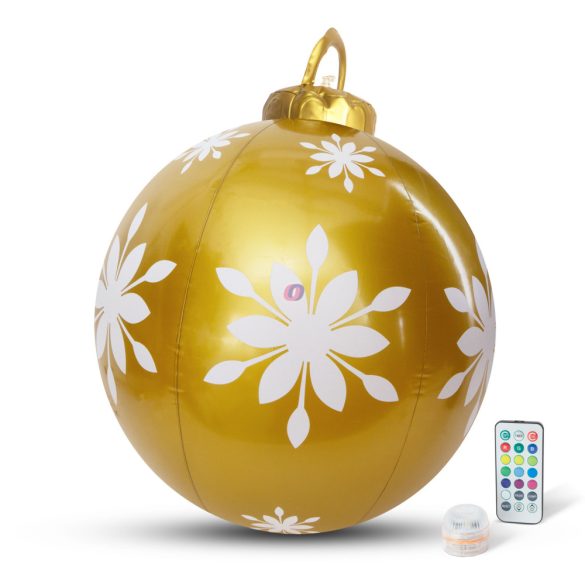 Felfújható RGB LED-es óriás karácsonyi gömb arany 60 cm