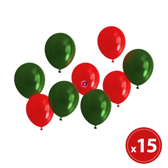Lufi szett piros-zöld, metálos 15 db / csomag