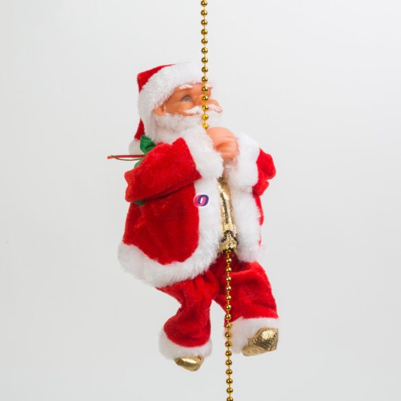 Karácsonyi zenélő, világító és mászó Mikulás 30 x 12 cm