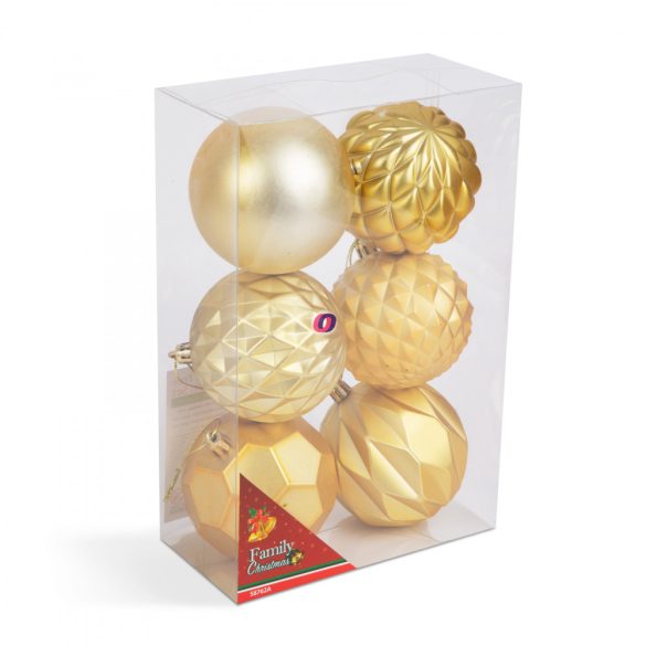 Karácsonyfadísz szett gömbdísz arany 6 db / csomag
