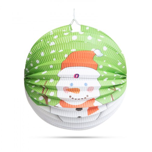 Karácsonyi lampion Hóember mintával 25 cm