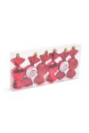 Karácsonyfadísz szett - piros cukor - 10 x 3,6 cm - 6 db / szett
