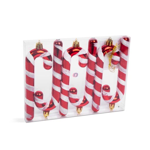 6 db-os Candy cane karácsonyfadísz szett 13 cm