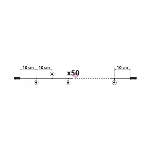 Fényfüzér - 50 db LED - hidegfehér - hálózati - 5 m - 8 program