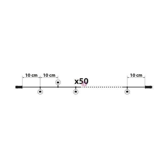 Fényfüzér - 50 db LED - színes - hálózati - 5 m - 8 program