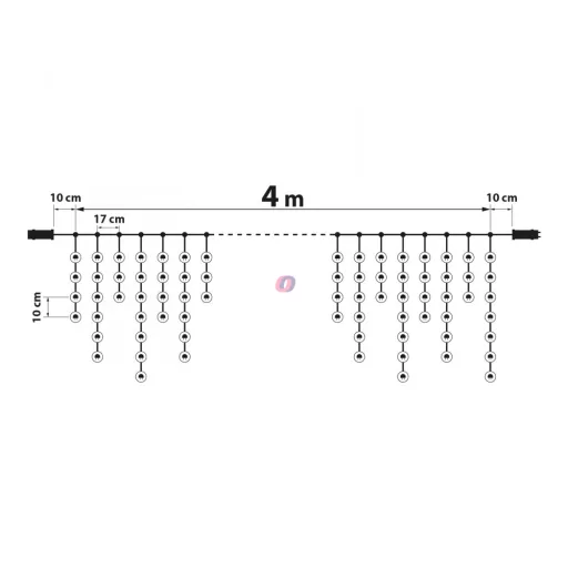 Kültéri Fényfüggöny - 200 db LED - középfehér - hálózati - IP44 - 4,2 m - 8 program