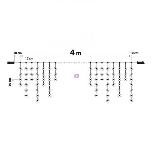 Kültéri Fényfüggöny - 200 db LED - középfehér - hálózati - IP44 - 4,2 m - 8 program