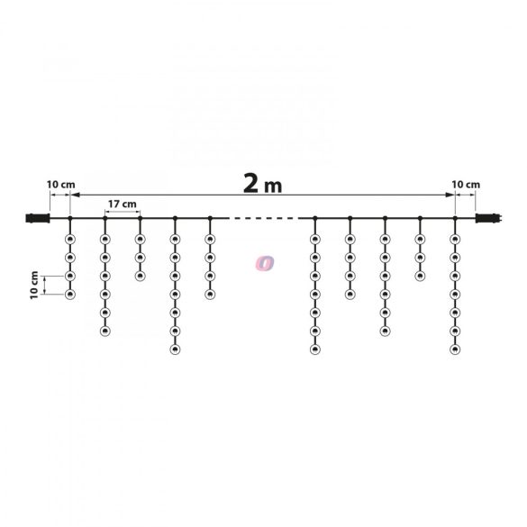 Kültéri Fényfüggöny - 100 db LED - középfehér - hálózati - IP44 - 2,2 m - 8 program