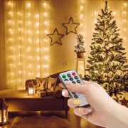   Kültéri Fényfüggöny 100 db melegfehér microLED-del - 3 x 1 m - 230V - távirányítós