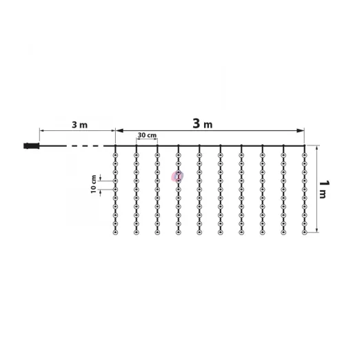 Kültéri Fényfüggöny 100 db melegfehér microLED-del - 3 x 1 m - 230V - távirányítós