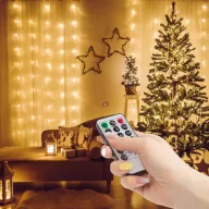   Kültéri Fényfüggöny 100 db melegfehér microLED-del - 3 x 1 m - 230V - távirányítós