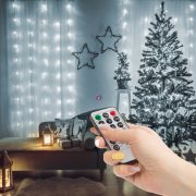   Kültéri, beltéri Fényfüggöny 100 db hidegfehér microLED-del - 3 x 1 m - 230V - távirányítós