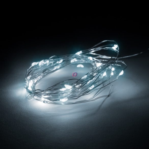 Kültéri, beltéri Fényfüggöny 100 db hidegfehér microLED-del - 3 x 1 m - 230V - távirányítós