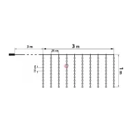   Kültéri, beltéri Fényfüggöny 100 db hidegfehér microLED-del - 3 x 1 m - 230V - távirányítós