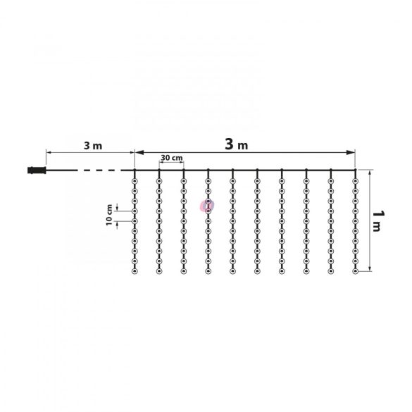 Kültéri, beltéri Fényfüggöny 100 db hidegfehér microLED-del - 3 x 1 m - 230V - távirányítós