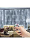 Kültéri Fényfüggöny - 300 db hidegfehér microLED-del - 3 x 3 m - 230V - távirányítós