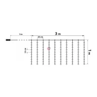   Kültéri Fényfüggöny - 100 db melegfehér LED-del - 3 x 1 m - 230V - távirányítós
