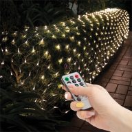   LED-es fényháló - 100 db melegfehér LED-del - 1,5 x 1,5 m - 230V - távirányítós