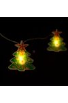 LED fényfüzér - karácsonyfa - 10 LED - 1,35 méter - melegfehér - 2 x AA