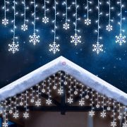   Prémium Kültéri LED-es jégcsap fényfüggöny hópelyhes 224 LED 3m hidegfehér