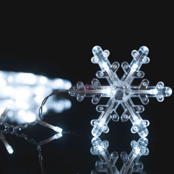 Prémium Kültéri LED-es jégcsap fényfüggöny hópelyhes 224 LED 3m hidegfehér